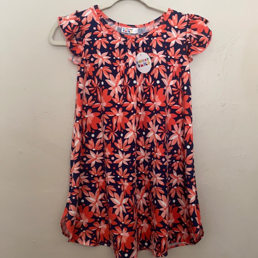 Dot Dot Smile Size 7 Blue/Orange floral dress